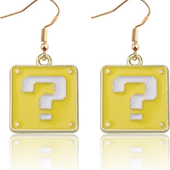 Question Block Earrings Gamer Gifts Dangle Jewelry for Fans and Brothers - Picture 1 of 6